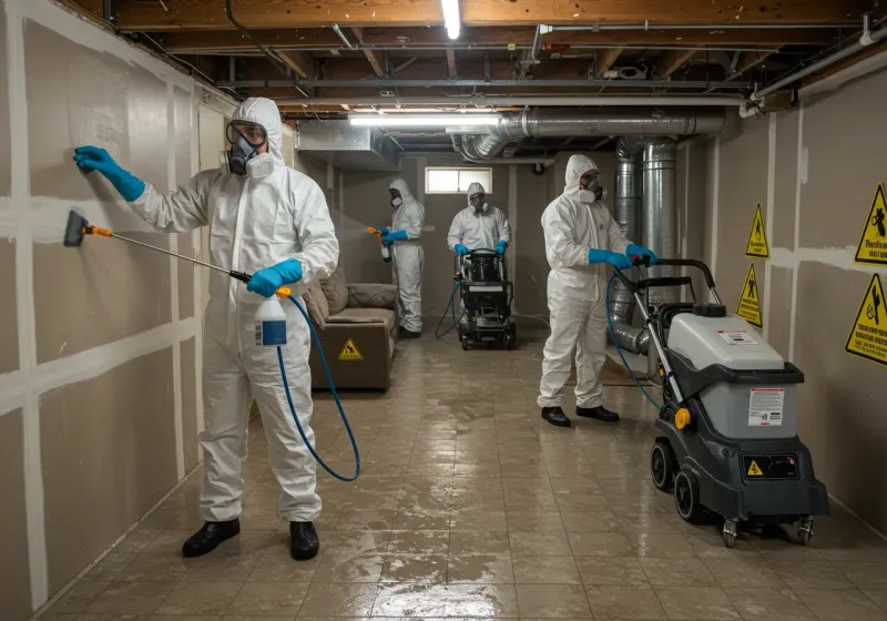 Basement Moisture Removal and Structural Drying process in Mount Carmel, IL